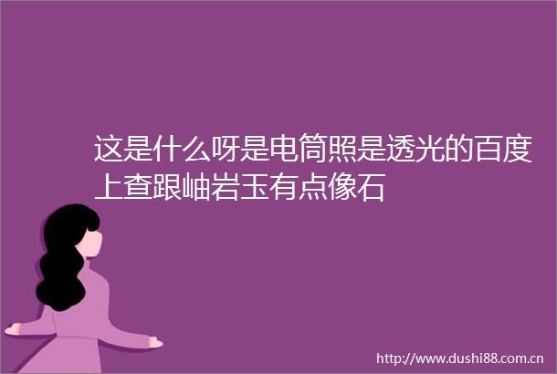 这是什么呀是电筒照是透光的百度上查跟岫岩玉有点像石