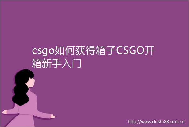 csgo如何获得箱子CSGO开箱新手入门