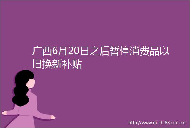 广西6月20日之后暂停消费品以旧换新补贴