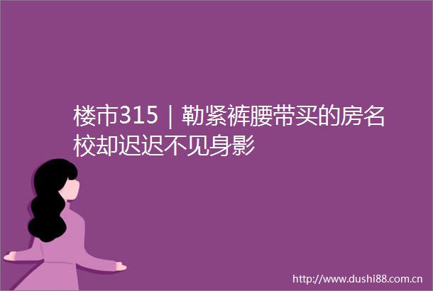楼市315｜勒紧裤腰带买的房名校却迟迟不见身影