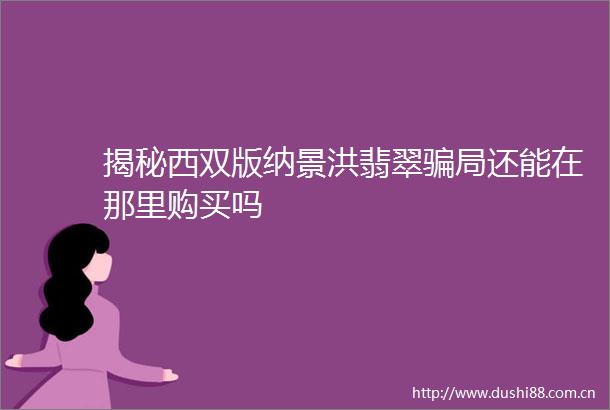 揭秘西双版纳景洪翡翠局还能在那里购买吗