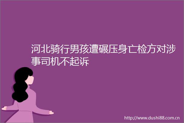 河北骑行男孩遭碾压身亡检方对涉事司机不起诉