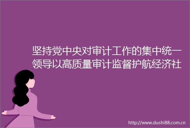 坚持党中央对审计工作的集中统一以高质量审计监督护航经济社会高质量发展2024年度审计工作报告解读
