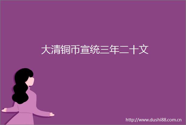 大清铜币宣统三年二十文