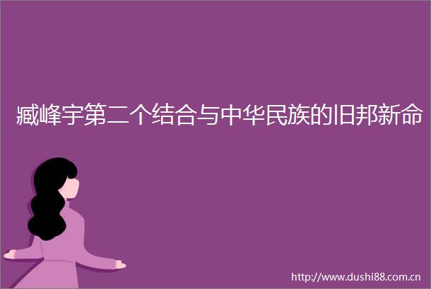 臧峰宇第二个结合与中华民族的旧邦新命