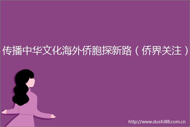 传播中华文化海外侨胞探新路（侨界关注）