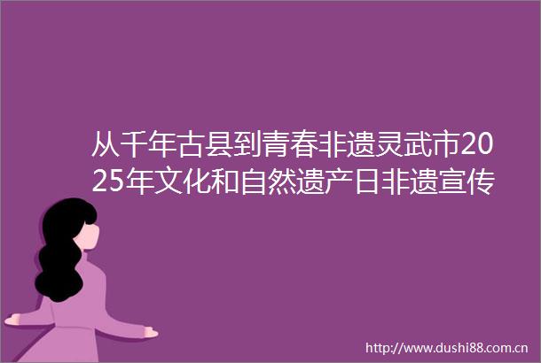 从千年古县到青春非遗灵武市2025年文化和自然遗产日非遗宣传展示活动精彩纷呈