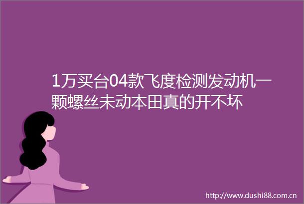 1万买台04款飞度检测发动机一颗螺丝未动本田真的开不坏