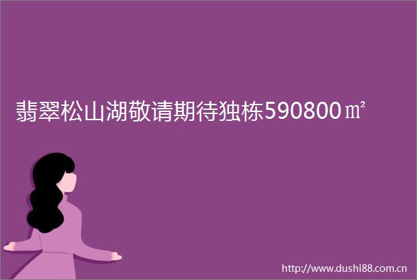 翡翠松山湖敬请期待独栋590800㎡