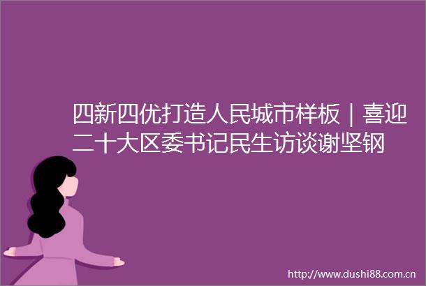 四新四优打造城市样板｜喜迎二十大区委书记民生访谈谢坚钢