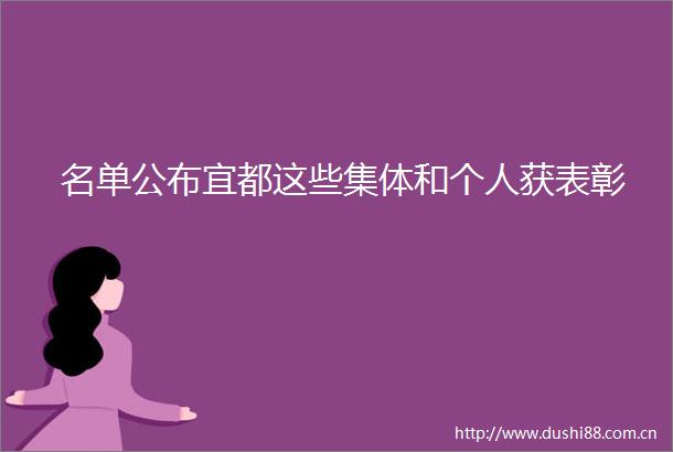 名单公布宜都这些集体和个人获表彰