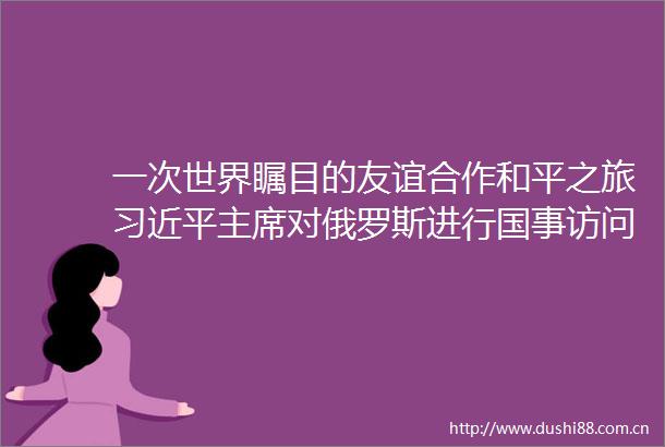 一次世界瞩目的友谊合作和平之旅对俄罗斯进行国事访问取得丰硕成果