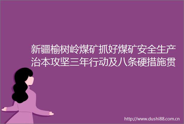 新疆榆树岭煤矿抓好煤矿安全生产治本攻坚三年行动及八条硬措施贯彻落实