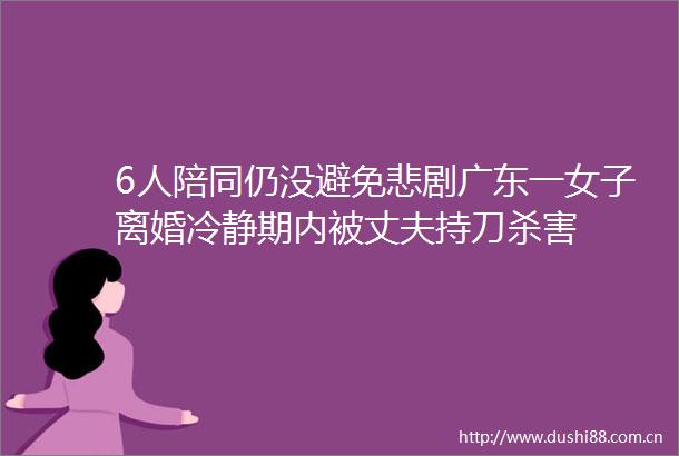 6人陪同仍没避免悲剧广东一女子离婚冷静期内被丈夫持刀杀害