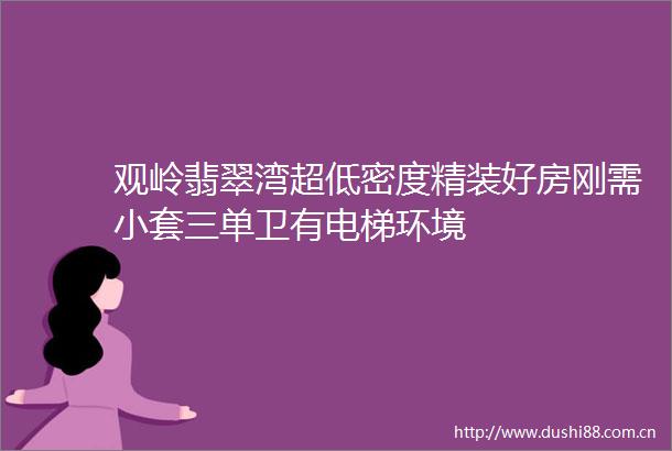 观岭翡翠湾超低密度精装好房刚需小套三单卫有电梯环境