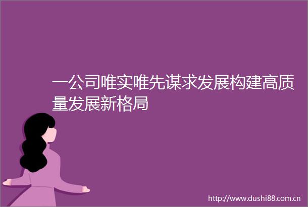 一公司唯实唯先谋求发展构建高质量发展新格局