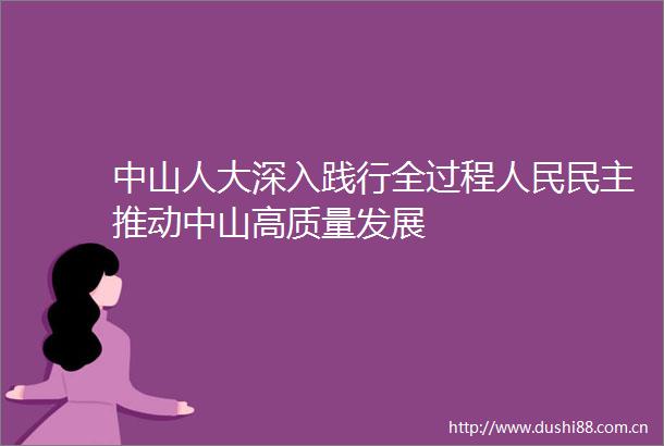 中山人大深入践行全过程民主推动中山高质量发展