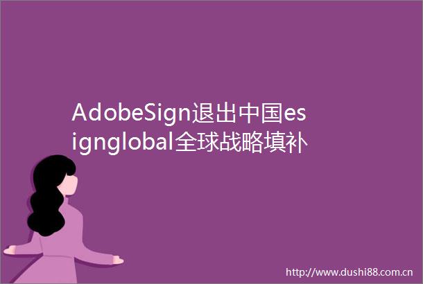 AdobeSign退出esignglobal全球战略填补市场空白