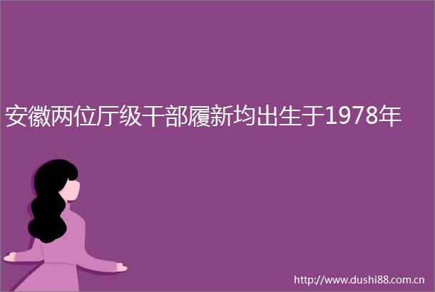 安徽两位厅级履新均出生于1978年