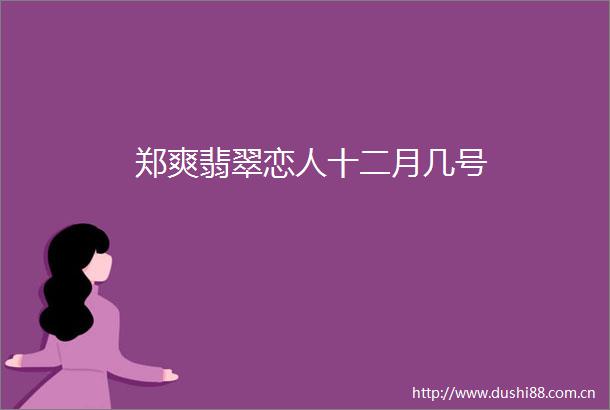郑爽翡翠恋人十二月几号