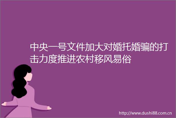 中央一号文件加大对婚托婚的打击力度推进农村移风易俗