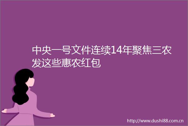 中央一号文件连续14年聚焦三农发这些惠农红包
