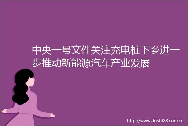 中央一号文件关注充电桩下乡进一步推动新能源汽车产业发展
