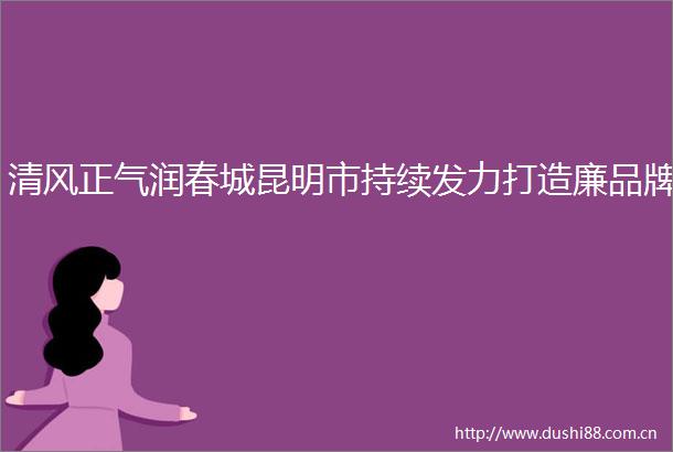 清风正气润春城昆明市持续发力打造廉品牌