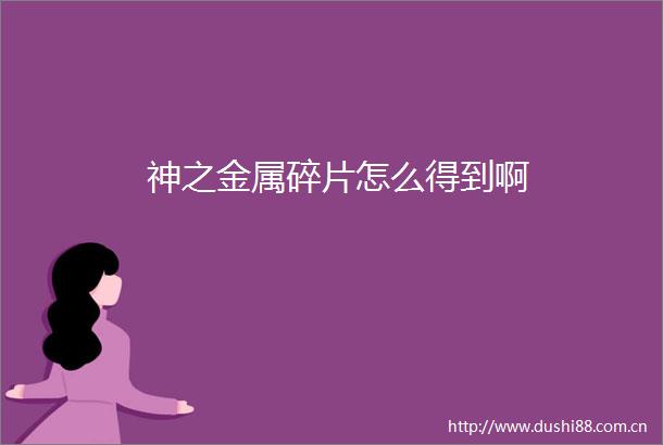 神之金属碎片怎么得到啊