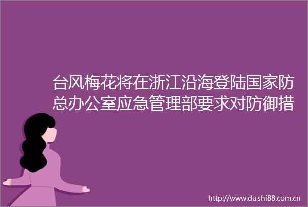 台风梅花将在浙江沿海登陆防总办公室应急管理部要求对防御措施再部署再检查再落实