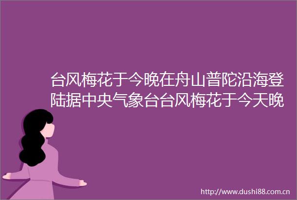 台风梅花于今晚在舟山普陀沿海登陆据中央气象台台风梅花于今天晚上20时30分前后在舟山普陀沿海登陆