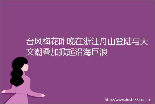 台风梅花昨晚在浙江舟山登陆与天文潮叠加掀起沿海巨浪