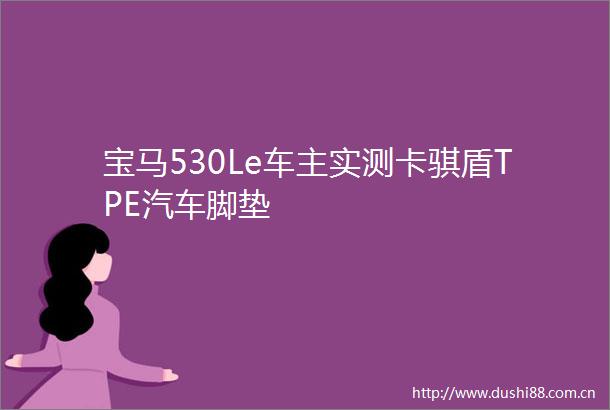 宝马530Le车主实测卡骐盾TPE汽车脚垫