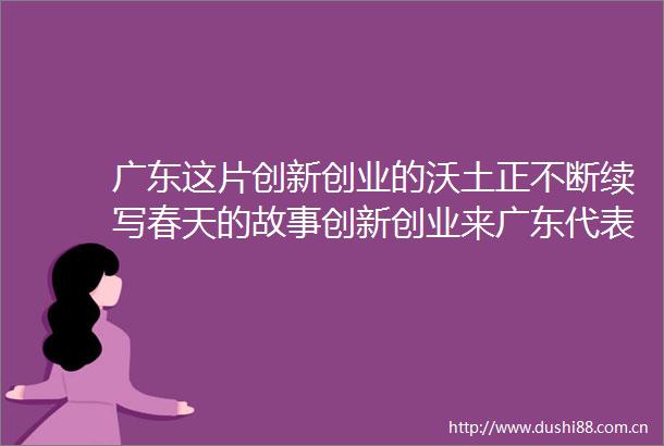 广东这片创新创业的沃土正不断续写春天的故事创新创业来广东代表委员齐代言