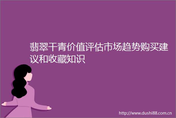 翡翠干青价值评估市场趋势购买建议和收藏知识