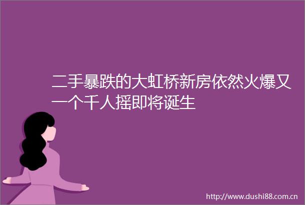 二手暴跌的大虹桥新房依然火爆又一个千人摇即将诞生