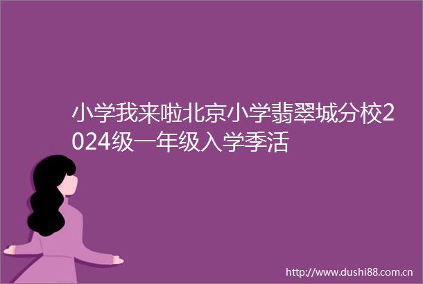 小学我来啦北京小学翡翠城分校2024级一年级入学季活