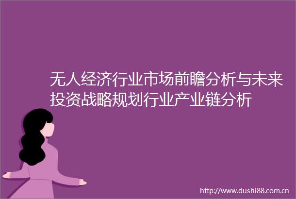 无人经济行业市场前瞻分析与未来投资战略规划行业产业链分析