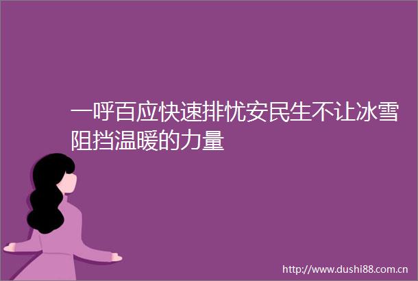 一呼百应快速排忧安民生不让冰雪阻挡温暖的力量