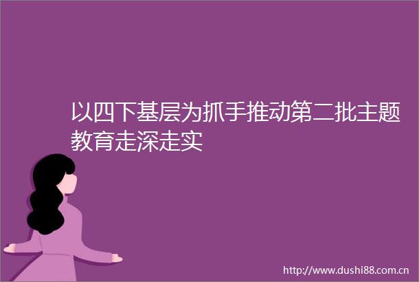 以四下基层为抓手推动第二批主题教育走深走实