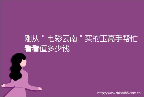 刚从＂七彩云南＂买的玉高手帮忙看看值多少钱