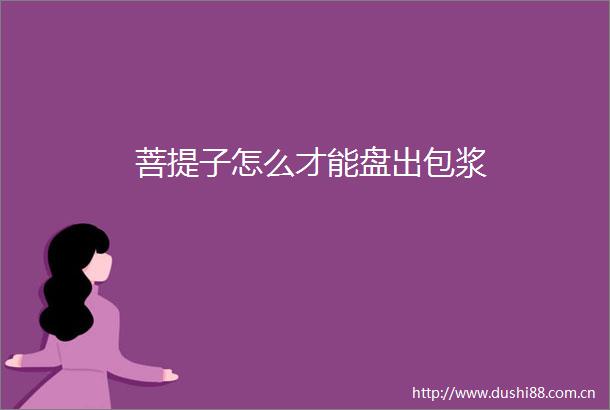 菩提子怎么才能盘出包浆