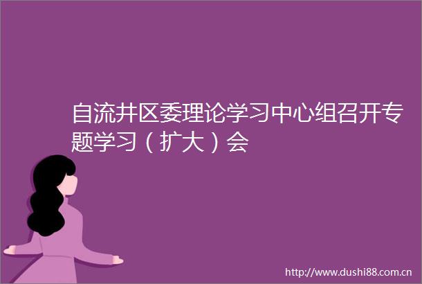 自流井区委理论学习中心组召开专题学习（扩大）会