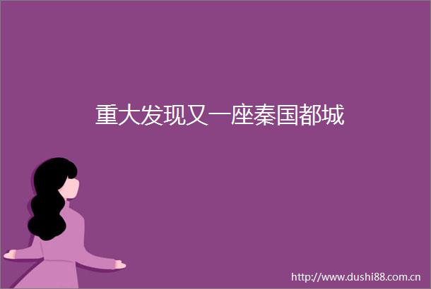 重大发现又一座秦国都城