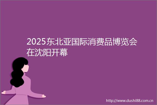 2025东北亚国际消费品博览会在沈阳开幕