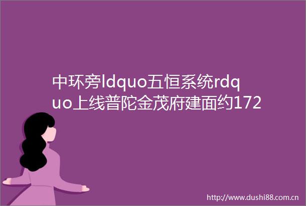 中环旁ldquo五恒系统rdquo上线普陀金茂府建面约172203㎡公园大平层臻席在售