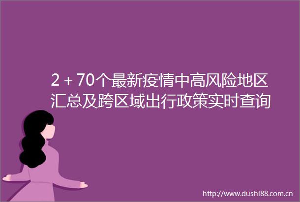 2＋70个最新疫情中高风险地区汇总及跨区域出行政策实时查询