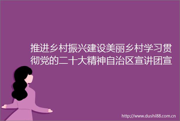 推进乡村振兴建设美丽乡村学习贯彻党的二十大精神自治区宣讲团宣讲在我市党员中引发热烈反响