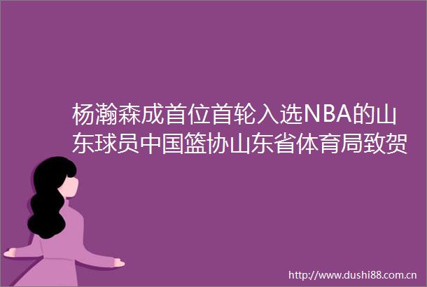 杨瀚森成首位首轮入选NBA的山东球员篮协山东省体育局致贺信
