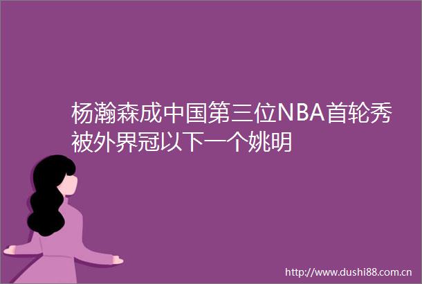 杨瀚森成第三位NBA首轮秀被外界冠以下一个姚明